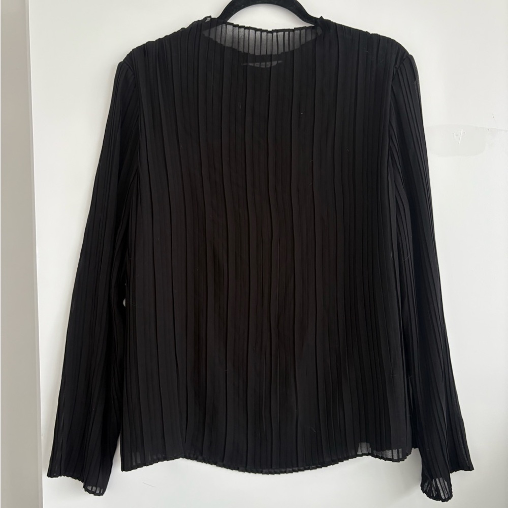 Ricki’s Black Pleated Women's Top mock neck - Picture 2 of 4